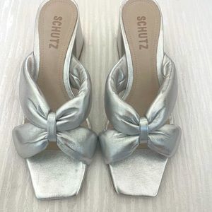 Schultz, New, Never worn , Silver Butterfly Sandal Heels made in Brazil.